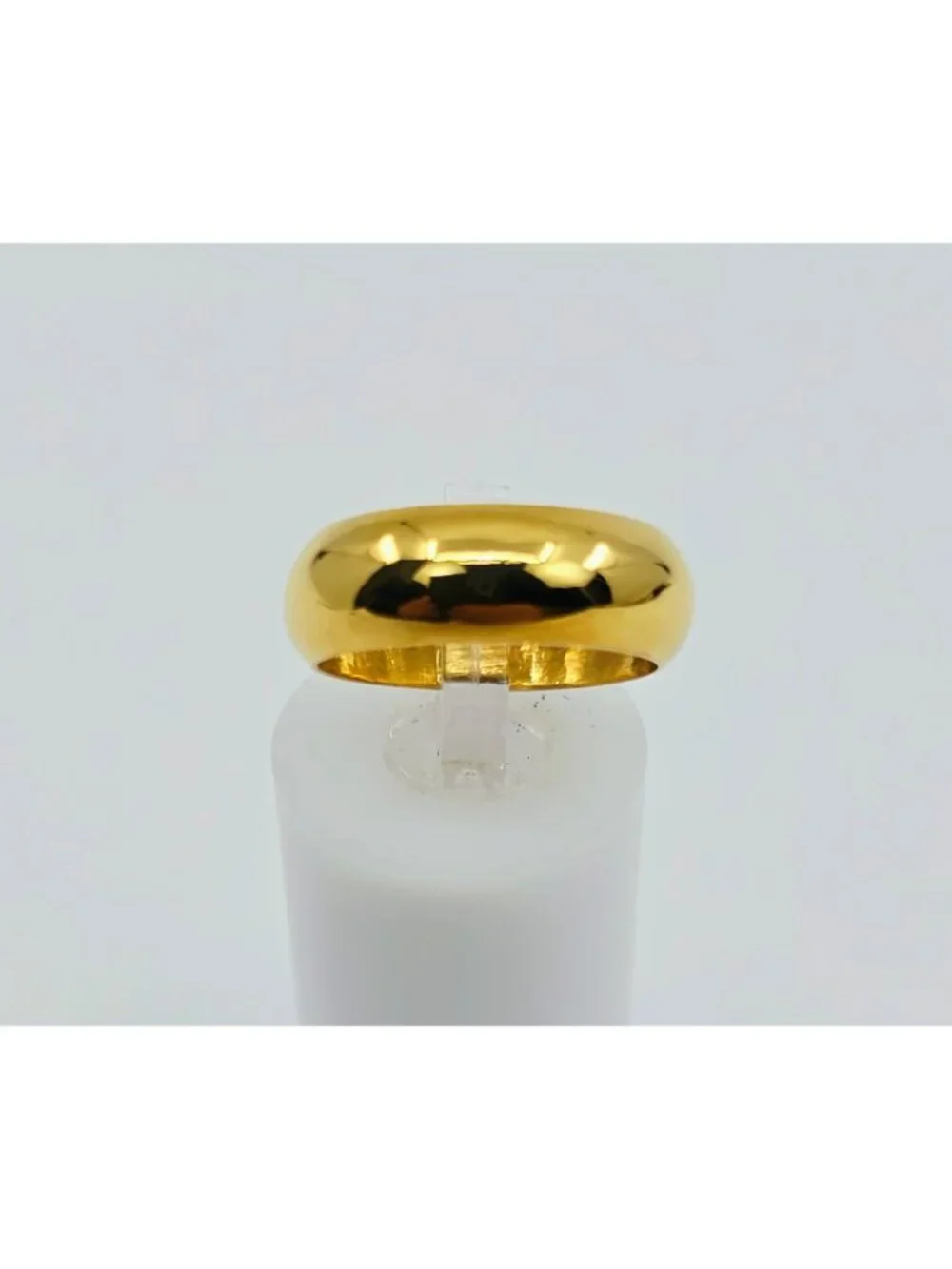 Unique 23K Karat Solid Yellow Gold Designer Polished Wedding Band Ring - Size 6